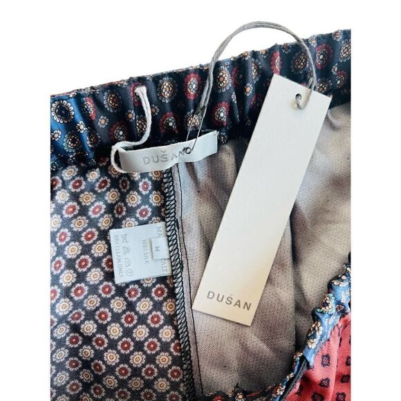 DUŠAN Italian 100% Silk Patchwork Flared Trousers In Blue Retails $832 - Picture 11 of 14